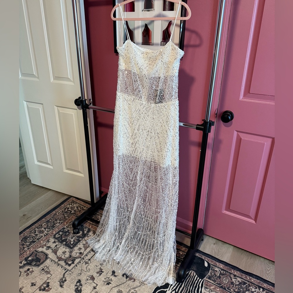 Samarah Sheer Embellished Gown - White